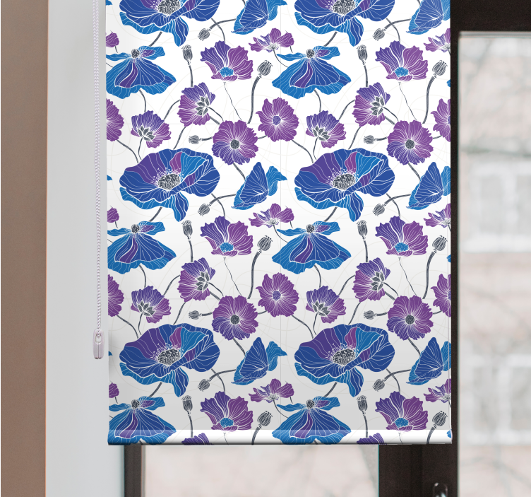 Blue and pink pattern blind flowers - TenStickers