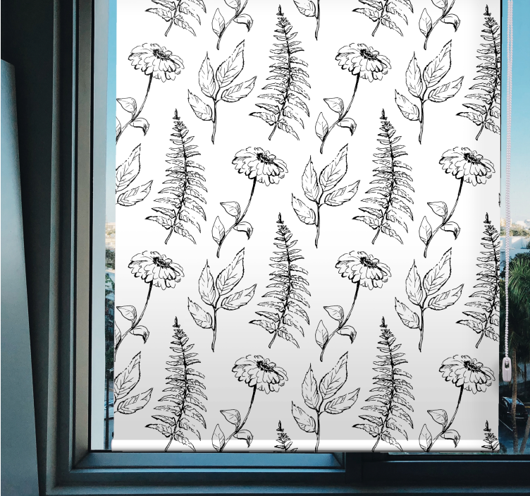 Floral black and white design blind flowers - TenStickers