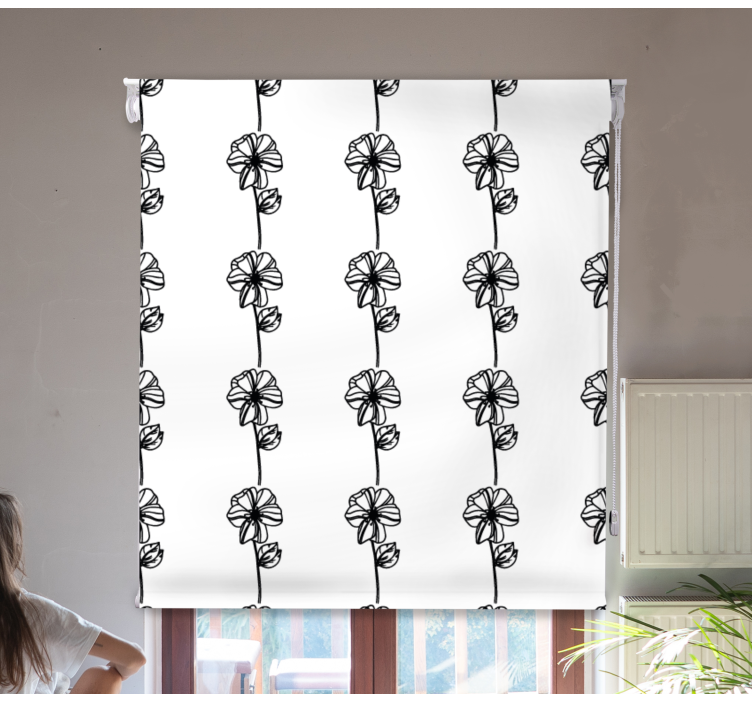 Black vertical flowers floral blind - TenStickers