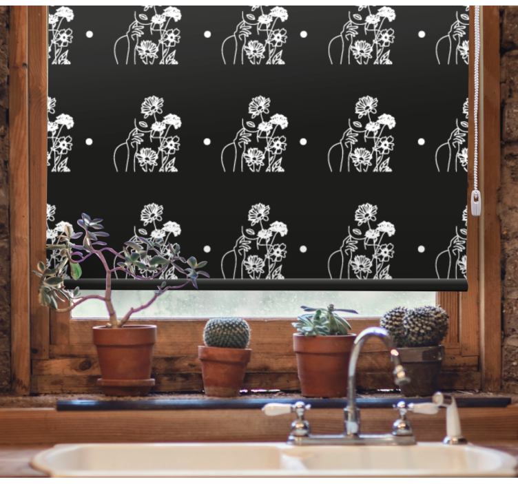Black and White Silhouette floral blind - TenStickers