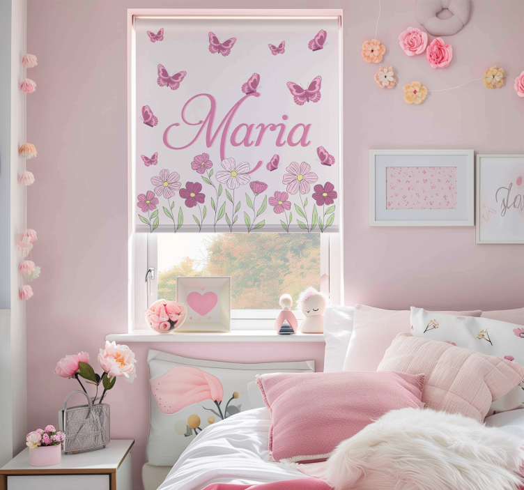 Flowers and butterflies custom made blind - TenStickers