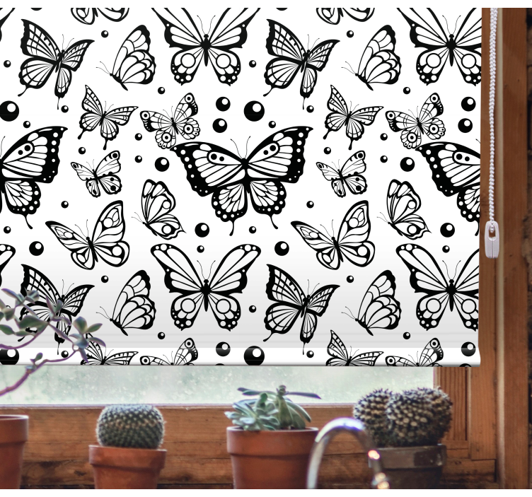 Fluttering black and white butterflies blind - TenStickers