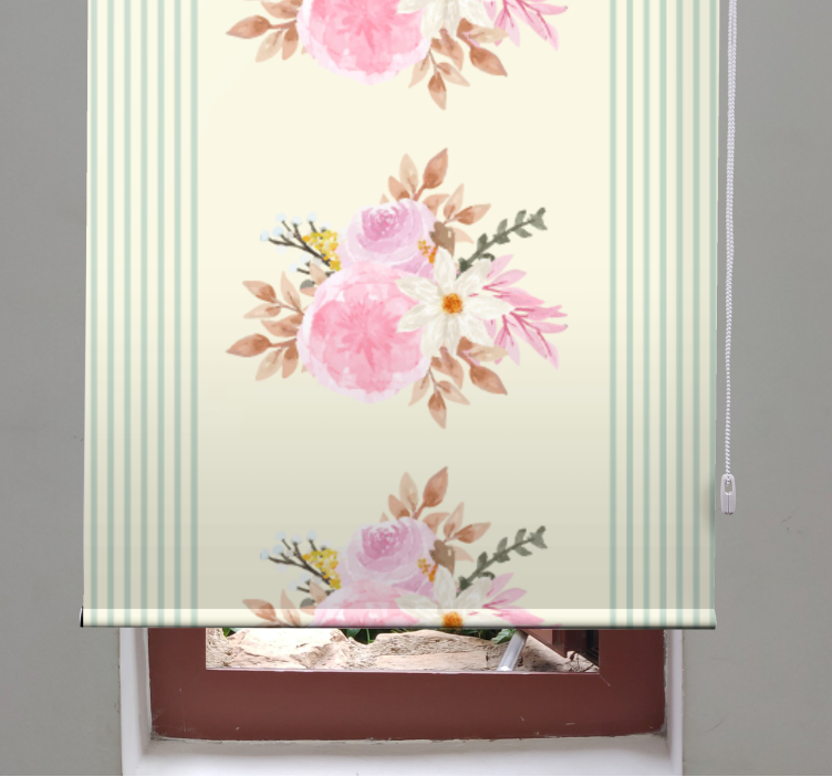 French Provincial striped pattern blind flowers - TenStickers