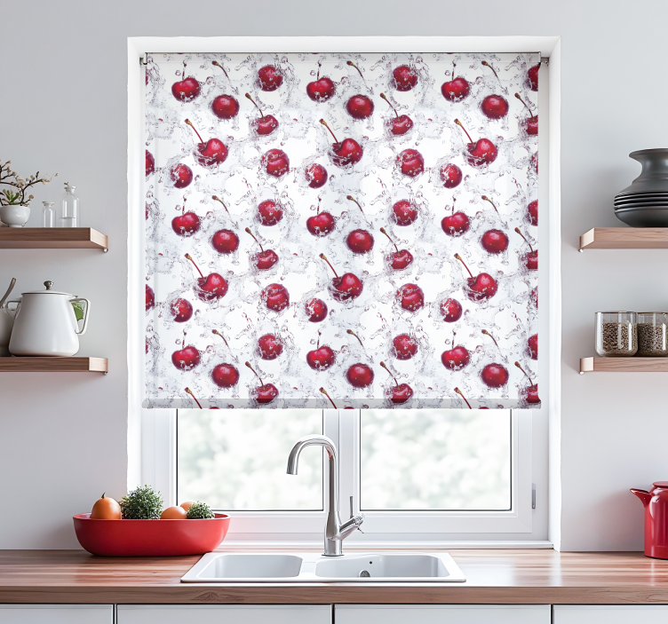 Fresh cherries  blinds in a kitchen - TenStickers