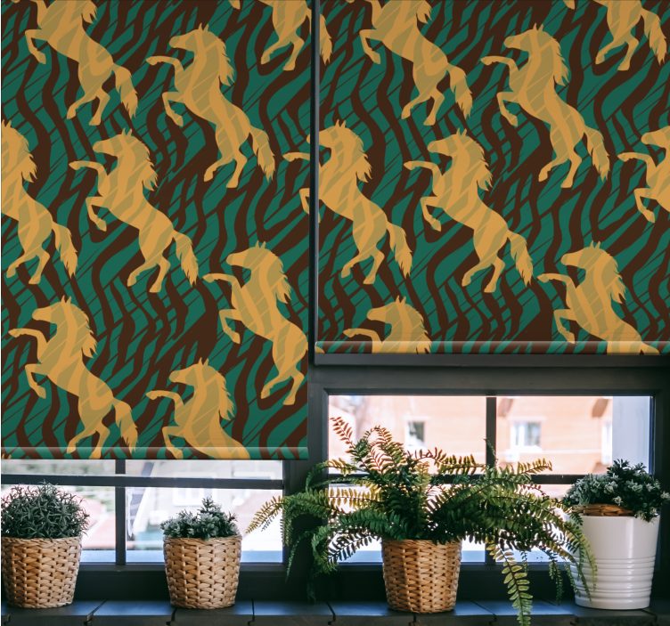 Galloping Golden Horses animal blind - TenStickers