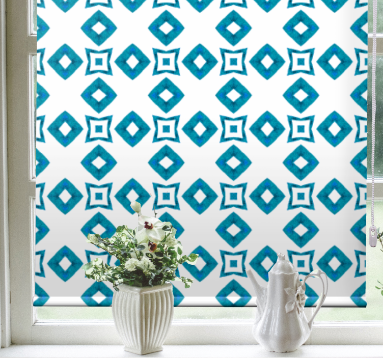 Geometric blue pattern blinds in a kitchen - TenStickers