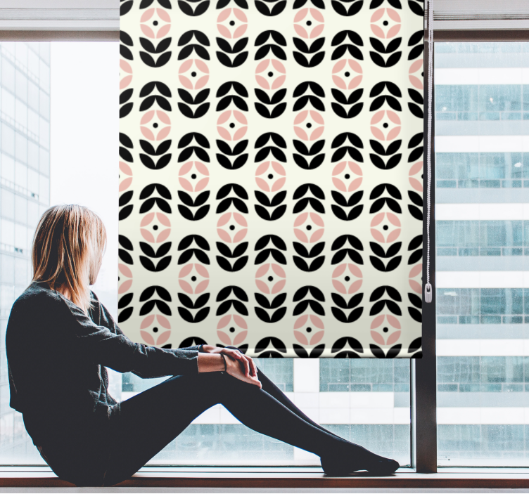 Geometric repetition beige floral blind - TenStickers