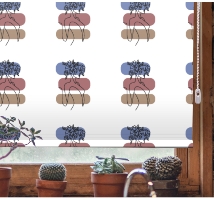 Geometric woman design floral blind - TenStickers