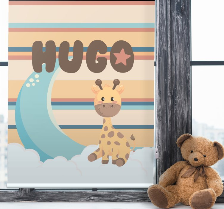 Giraffe with Clouds roller blind nursery - TenStickers