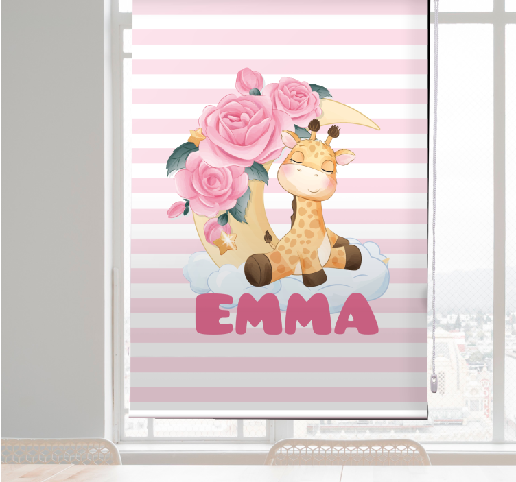 Giraffe with Roses custom roller blind - TenStickers