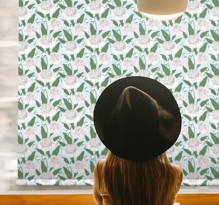 White peony pattern blind flowers - TenStickers