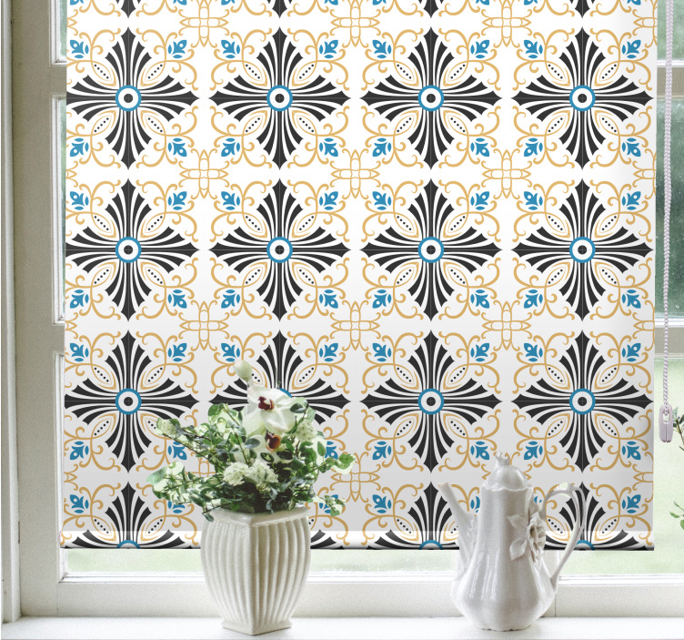 Graceful botanical motif blinds in a kitchen - TenStickers