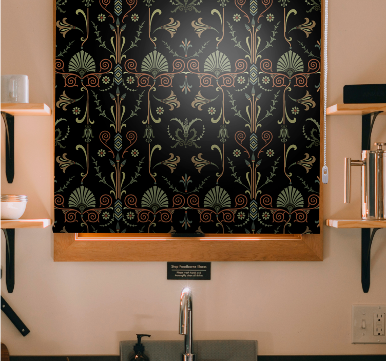 Graceful foliage motifs blinds in a kitchen - TenStickers