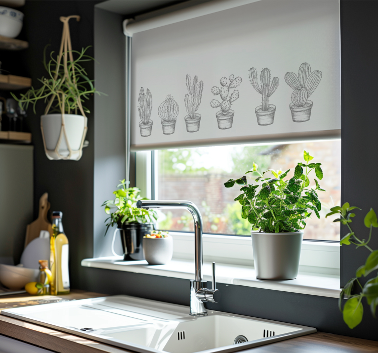 Gray white shades cactus blind - TenStickers