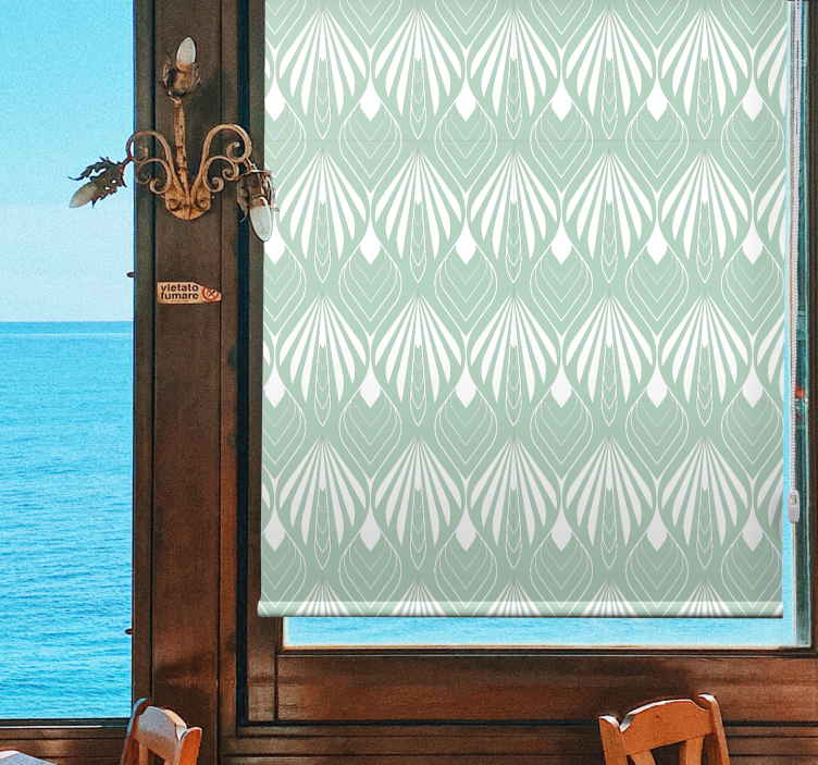 Green stylised leaves dining room blind - TenStickers