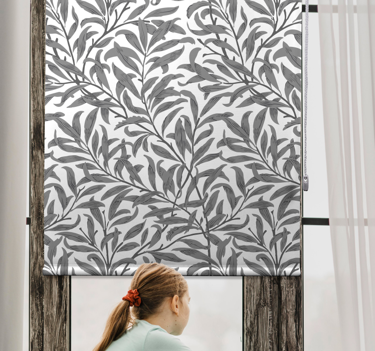 Grey Botanical Motif floral blind - TenStickers