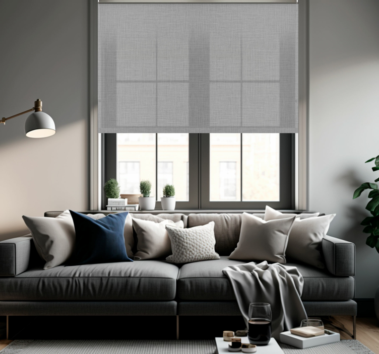 Grey Fabric Texture Living Room Roller Shade - TenStickers