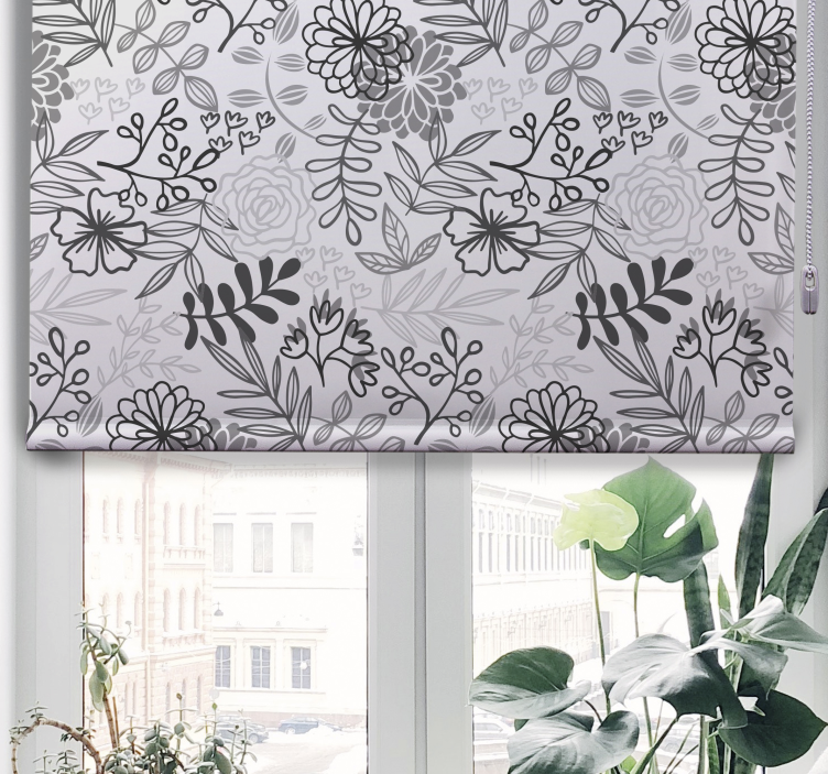 Grey Flower kitchen blind - TenStickers