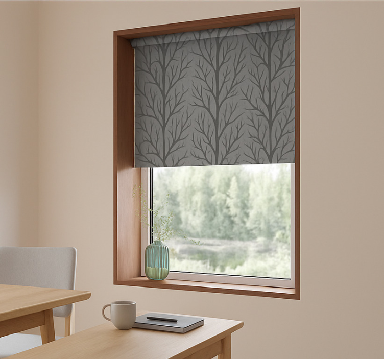 Grey forest trees dining room blind - TenStickers