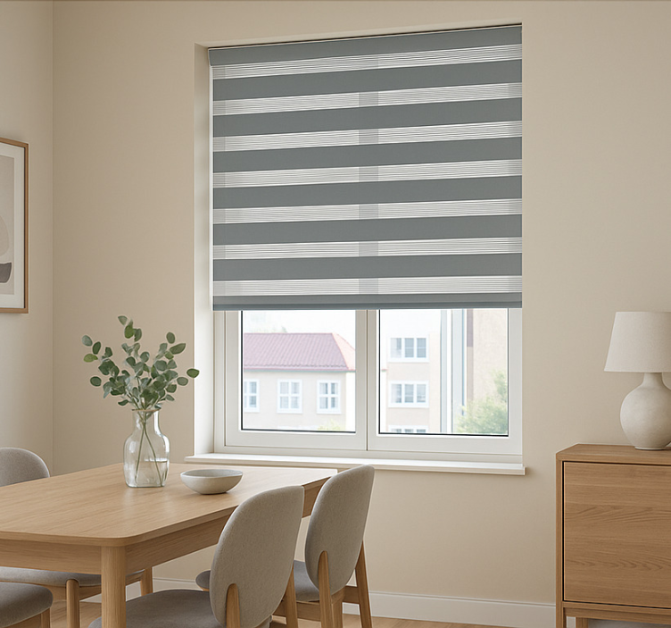 Grey striped pattern  dining room blind - TenStickers