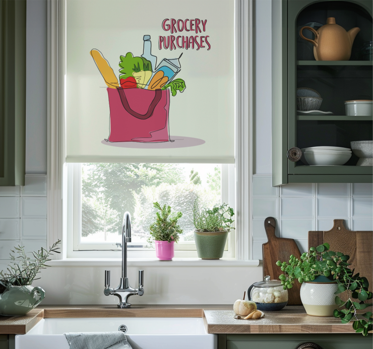 Grocery illustration blinds in a kitchen - TenStickers