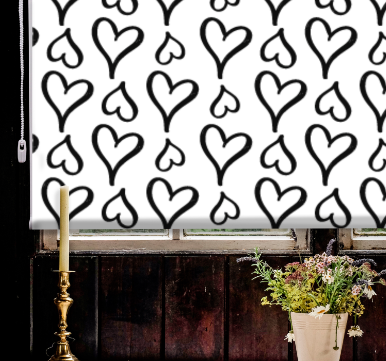 Black and white hearts romantic blind - TenStickers