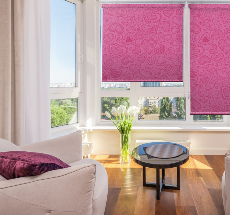 Pink hearts patterned romantic blind - TenStickers
