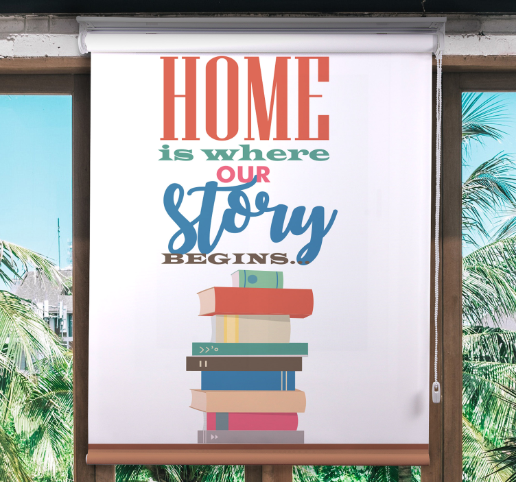Home Story Begins Here text blind - TenStickers