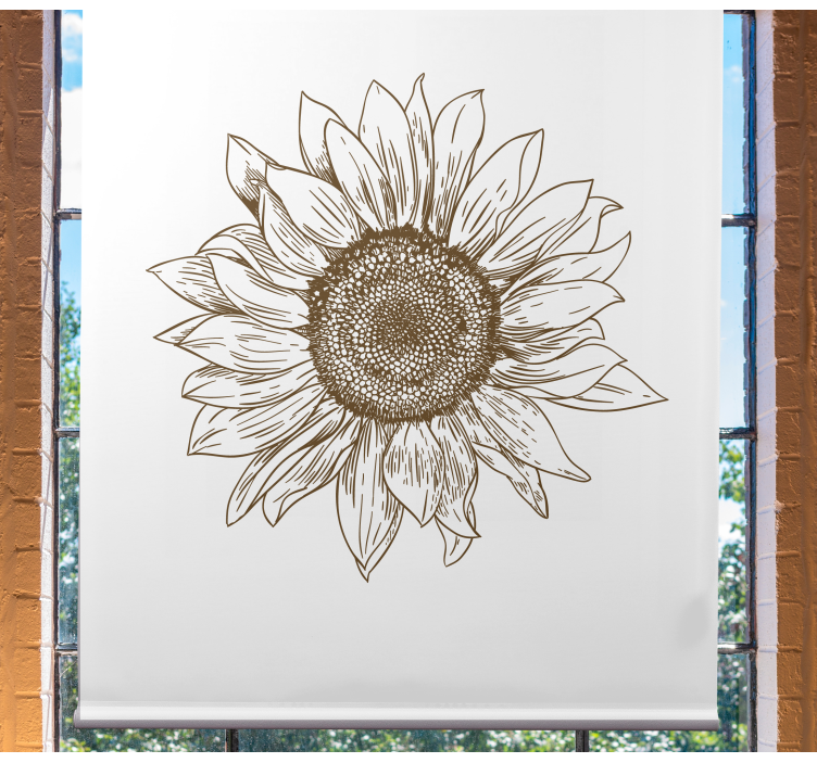 Illustration big sunflower Flower blind - TenStickers