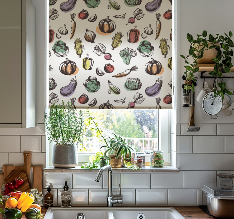 Ingredients pattern retro style blinds in a kitchen - TenStickers