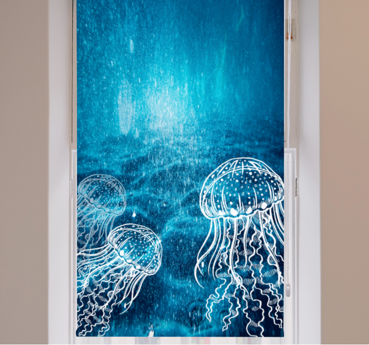 Jellyfish Underwater Scene animal blind - TenStickers