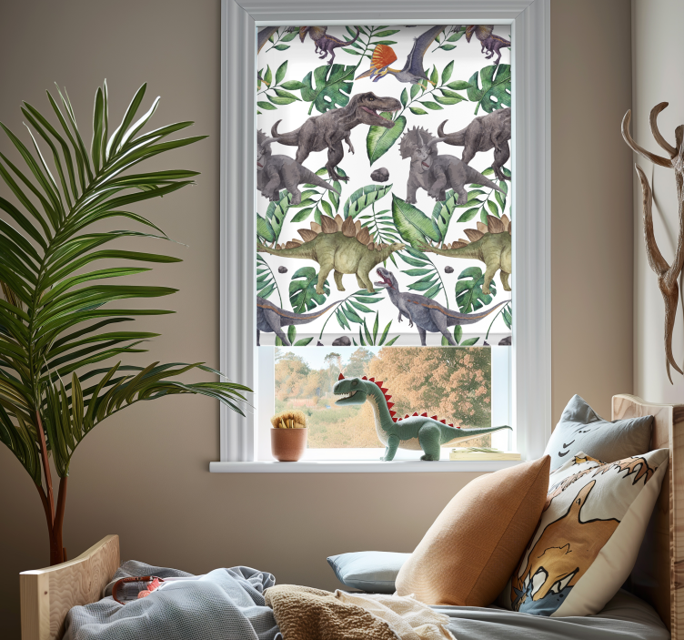 jurassic watercolor pattern Dinosaur blind - TenStickers