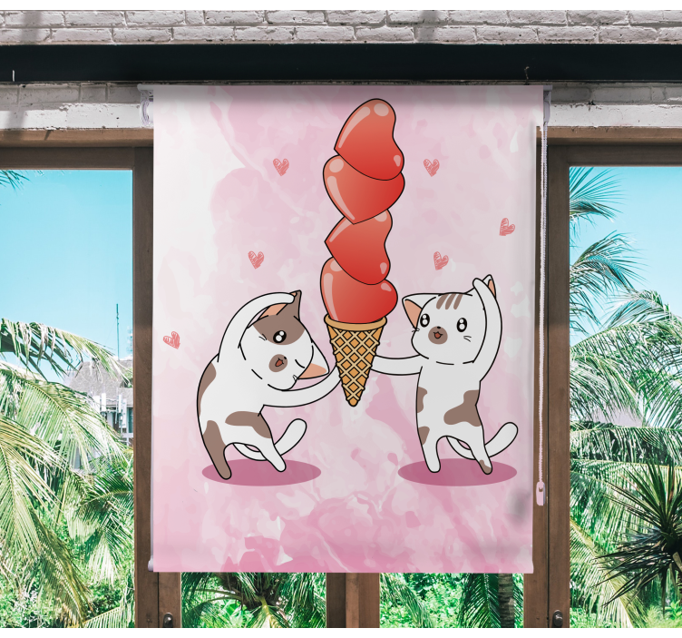 Kittens enjoying ice cream romantic blind - TenStickers