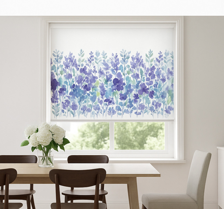 Lavender floral field dining room blind - TenStickers