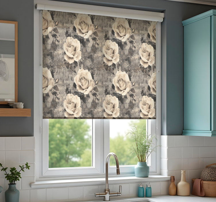 Marmur flowers  blinds in a kitchen - TenStickers