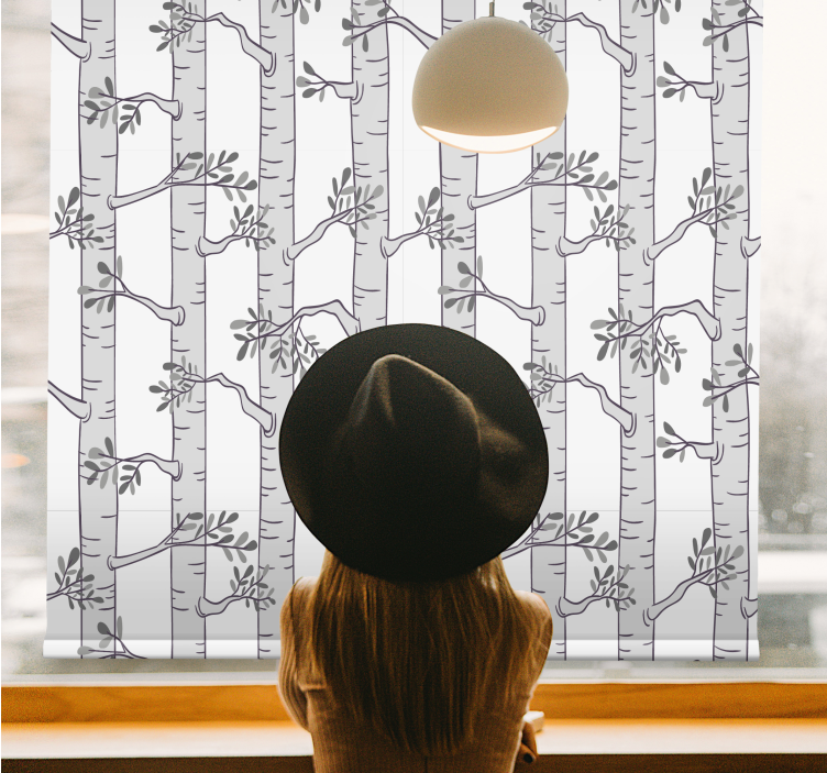 Minimalist grey pattern blind trees - TenStickers