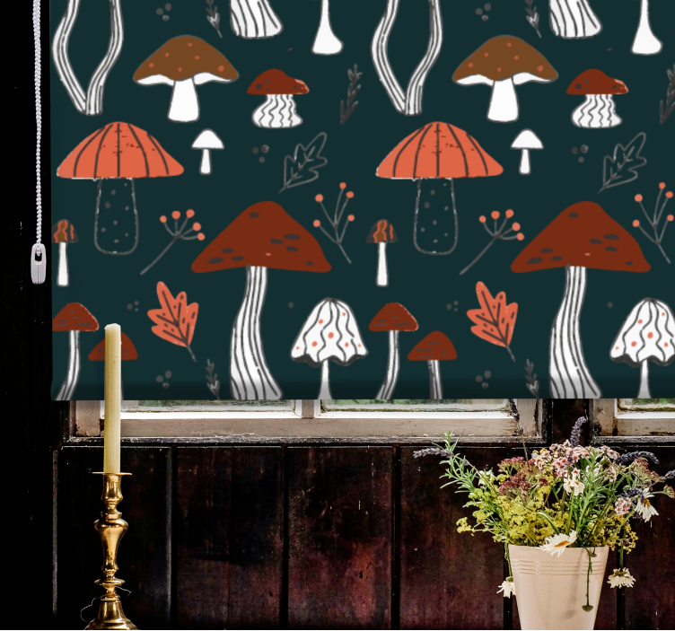 Mushroom Motif Art blind flowers - TenStickers