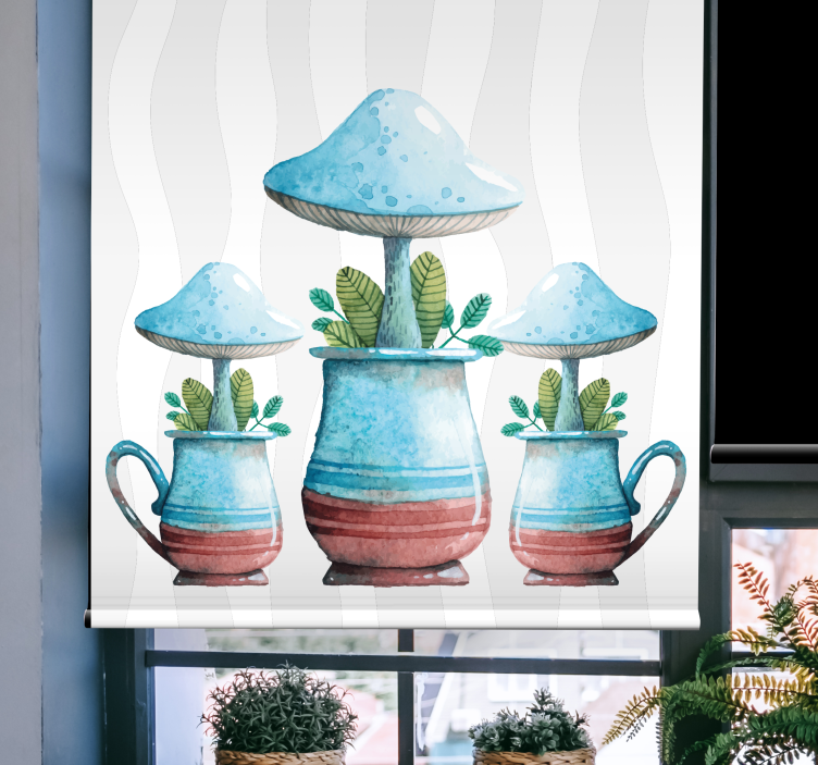 Mushroom Plant Pots blind flowers - TenStickers
