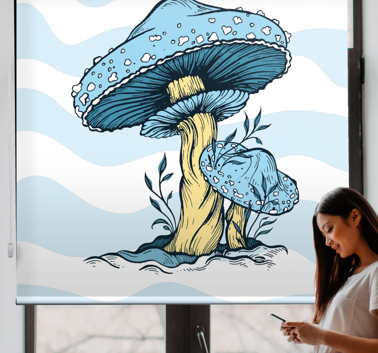 Blue mushrooms blind flowers - TenStickers