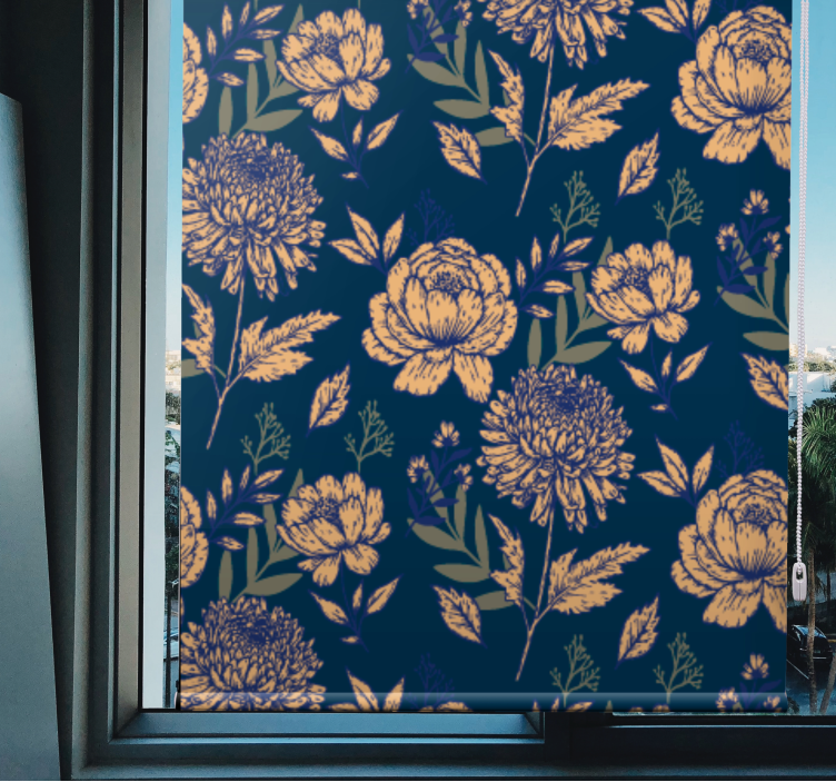 Navy elegant pattern floral blind - TenStickers