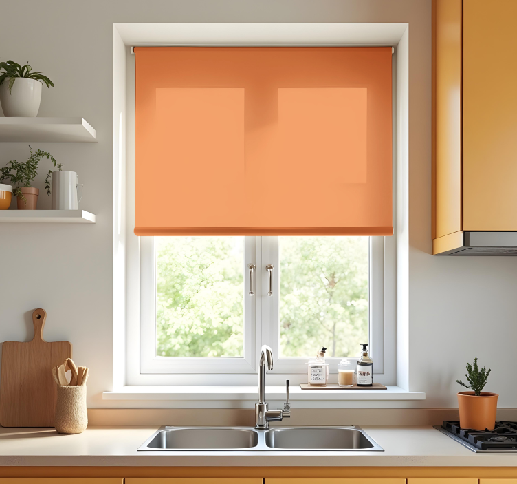 Orange monocolor blinds in a kitchen - TenStickers