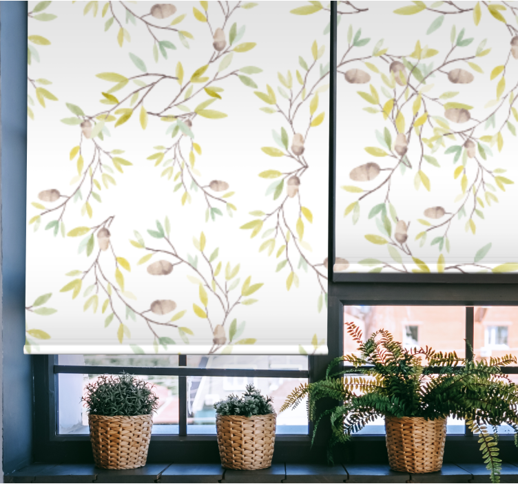 Original watercolor green leaves  Bathroom blind - TenStickers