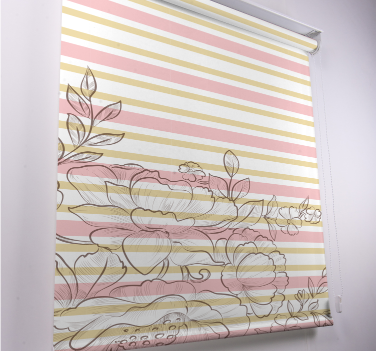 Pale Floral Stripes blind flowers - TenStickers
