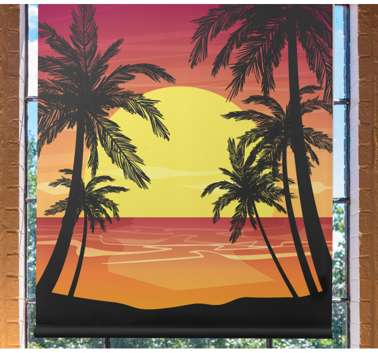 Palm Sunset Scene blind trees - TenStickers