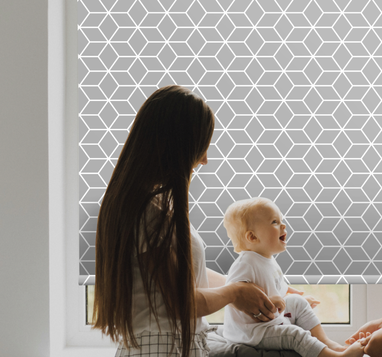 Pattern roller blind in hexagonal grey design - TenStickers