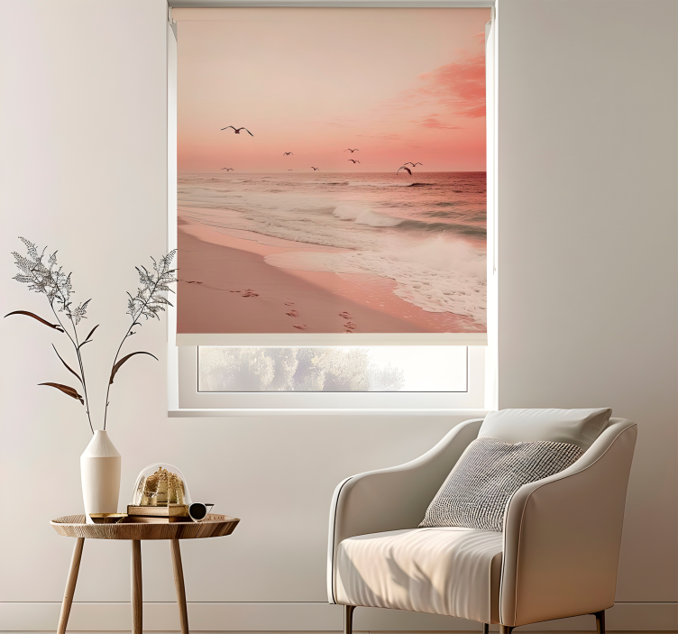 pinky sky with birds Romantic blind - TenStickers