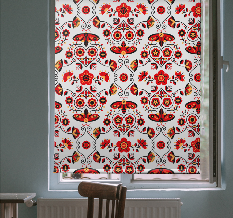 Polish red pattern floral blind - TenStickers
