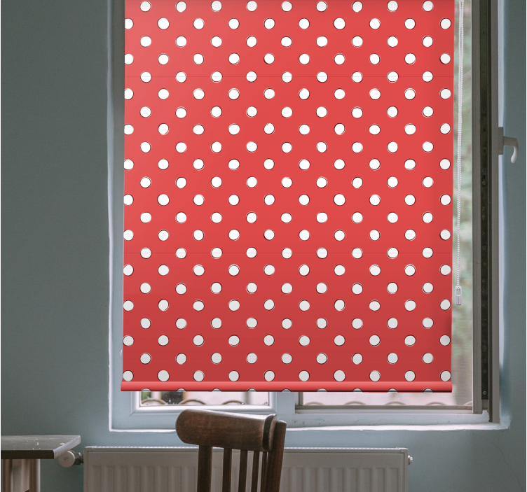 Red polka dots blinds in a kitchen - TenStickers