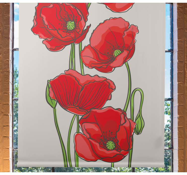 Red Poppy Flowers floral blind - TenStickers
