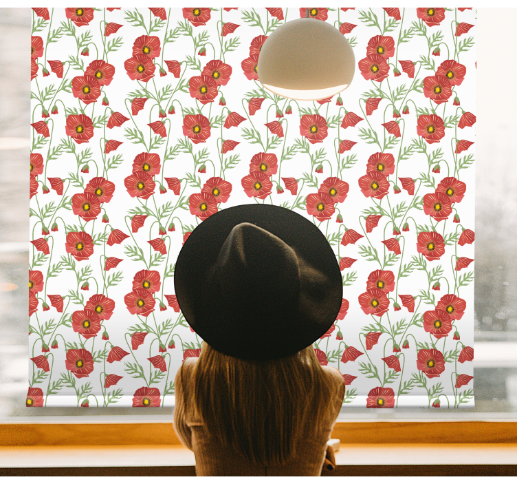 Red Poppy Pattern floral blind - TenStickers